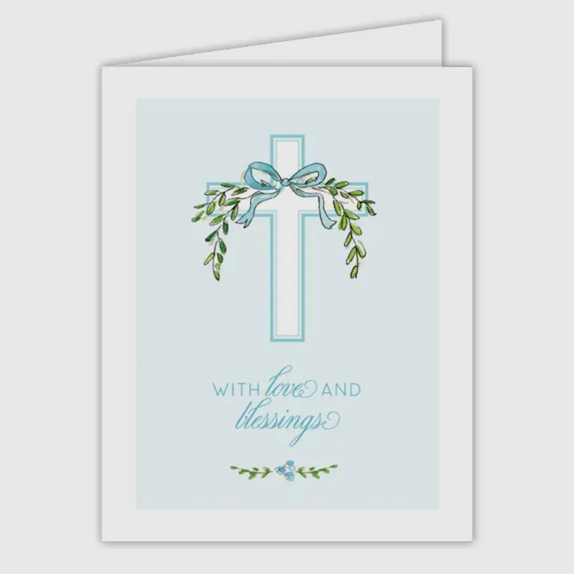 With Love and Blessings Blue Cross Greeting Card