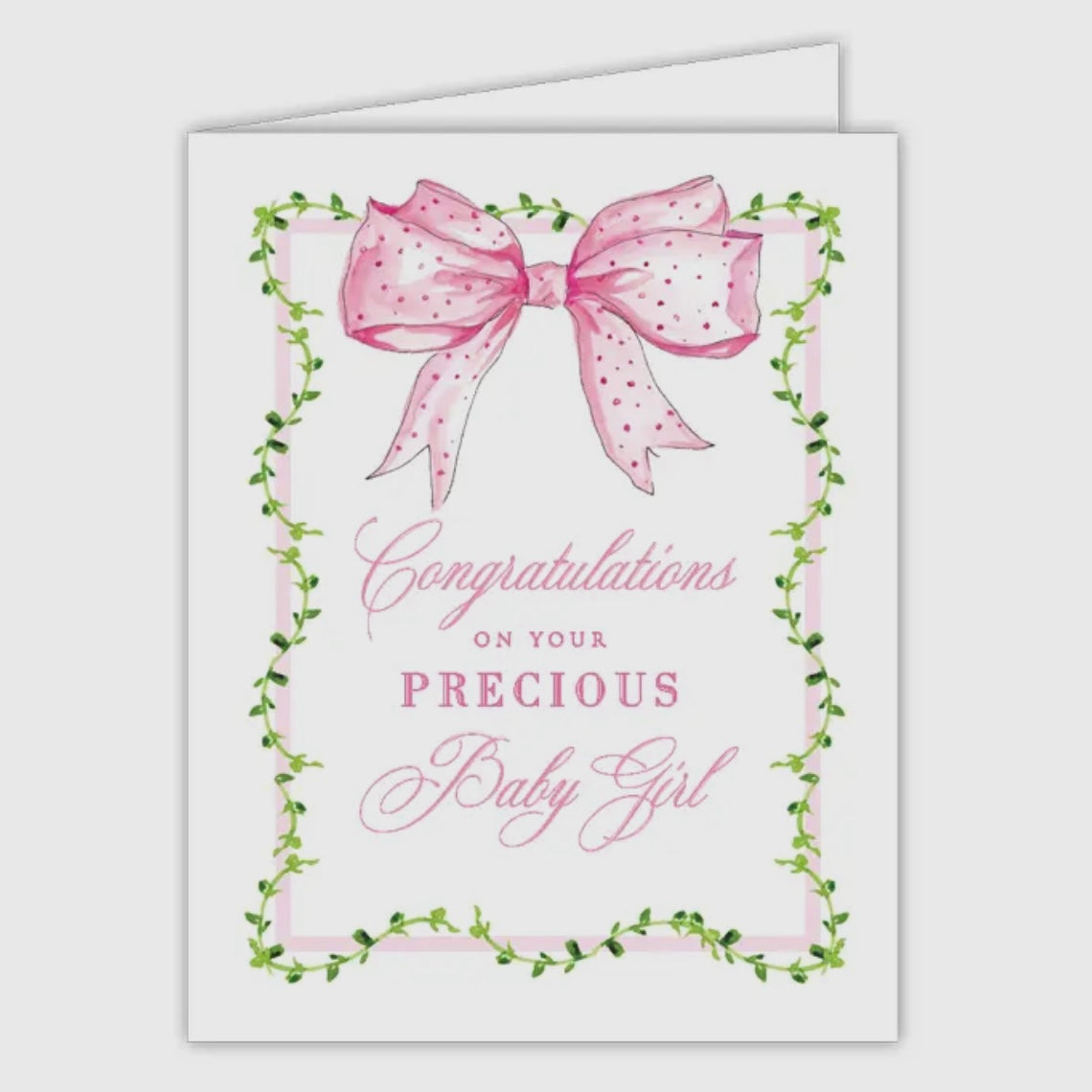 Congrats on Baby Girl Pink Bow Greeting Cards