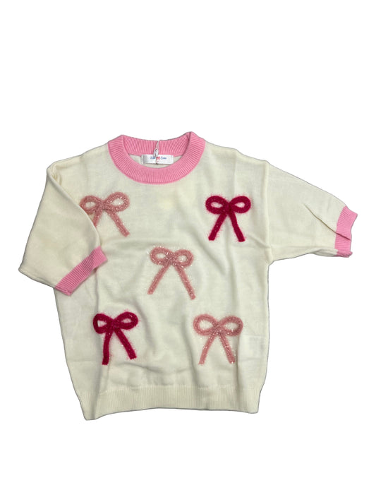 Pink Tinsel Bows Sweater