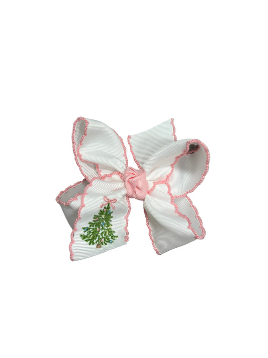 Pink Crochet Edge Christmas Tree Bow