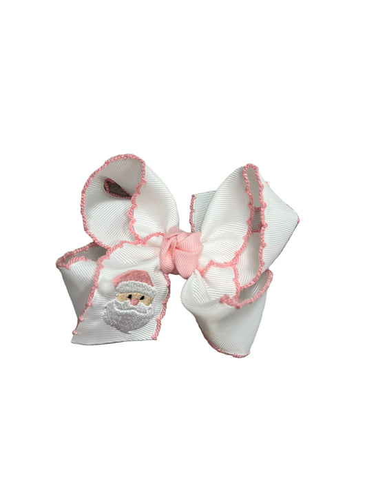 Pink Crochet Edge Santa Bow
