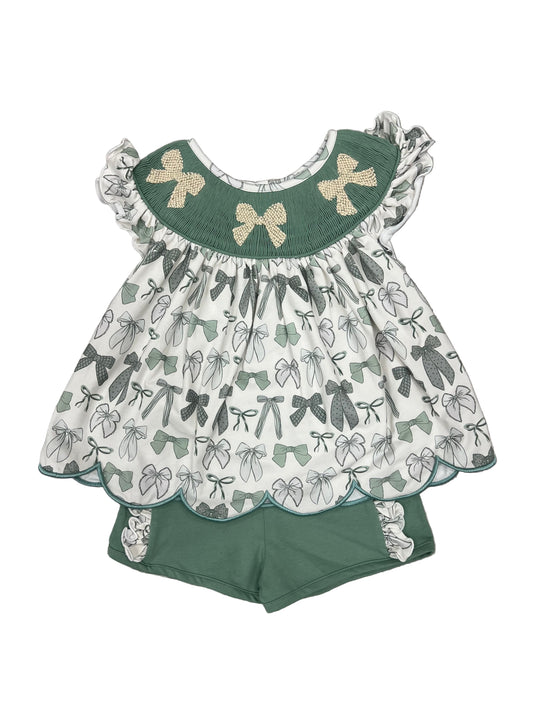Sage Bows & Gingham Short Set