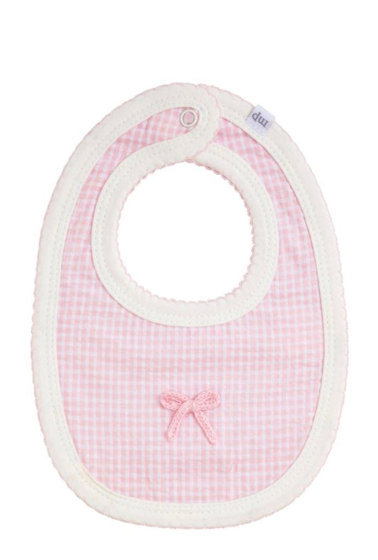 Crochet Bow Gingham Bib