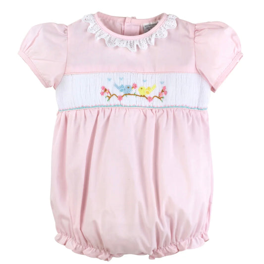 Hand Smocked Classic Baby Girl Bubble Romper