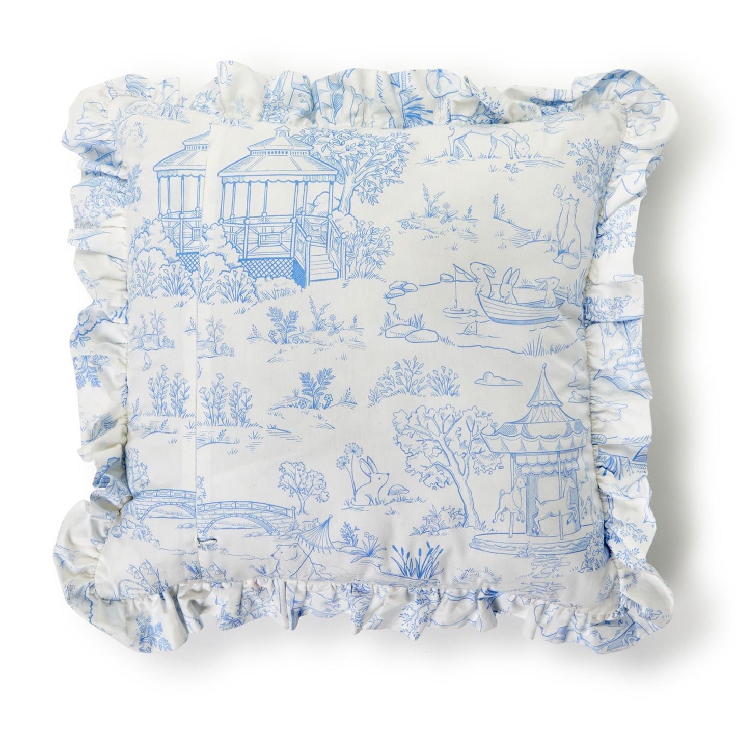 Baby Animal Toile Decorative Pillow with Ruffle