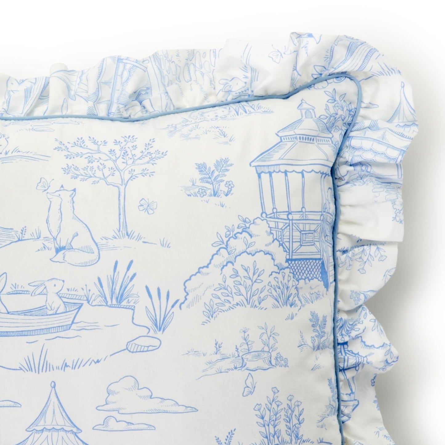 Baby Animal Toile Decorative Pillow with Ruffle