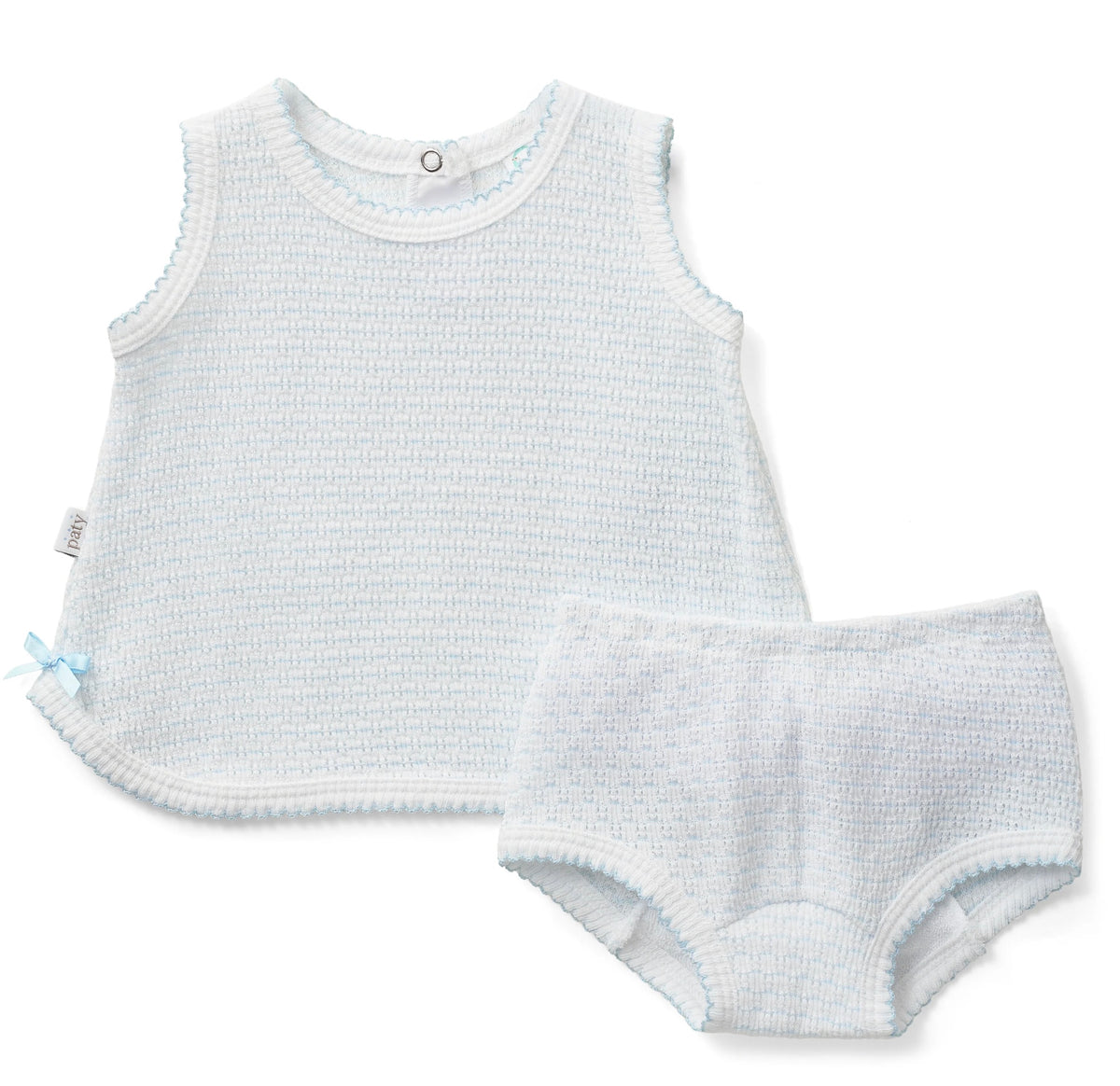 Knit Sleeveless Set Blue and White Pinstripe