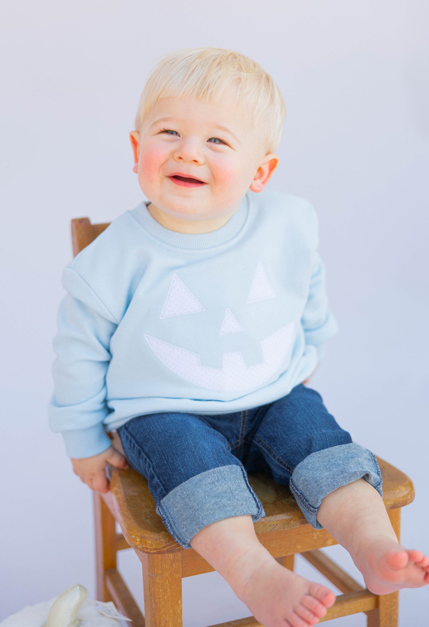 Pumpkin Face - Light Blue Sweatshirt