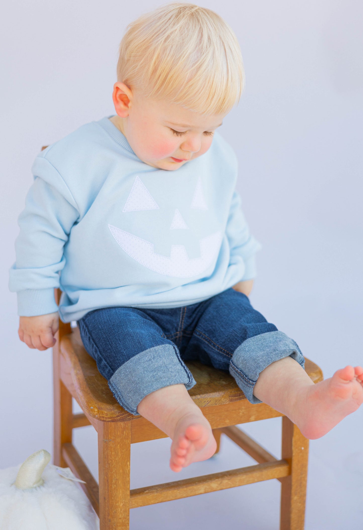 Pumpkin Face - Light Blue Sweatshirt