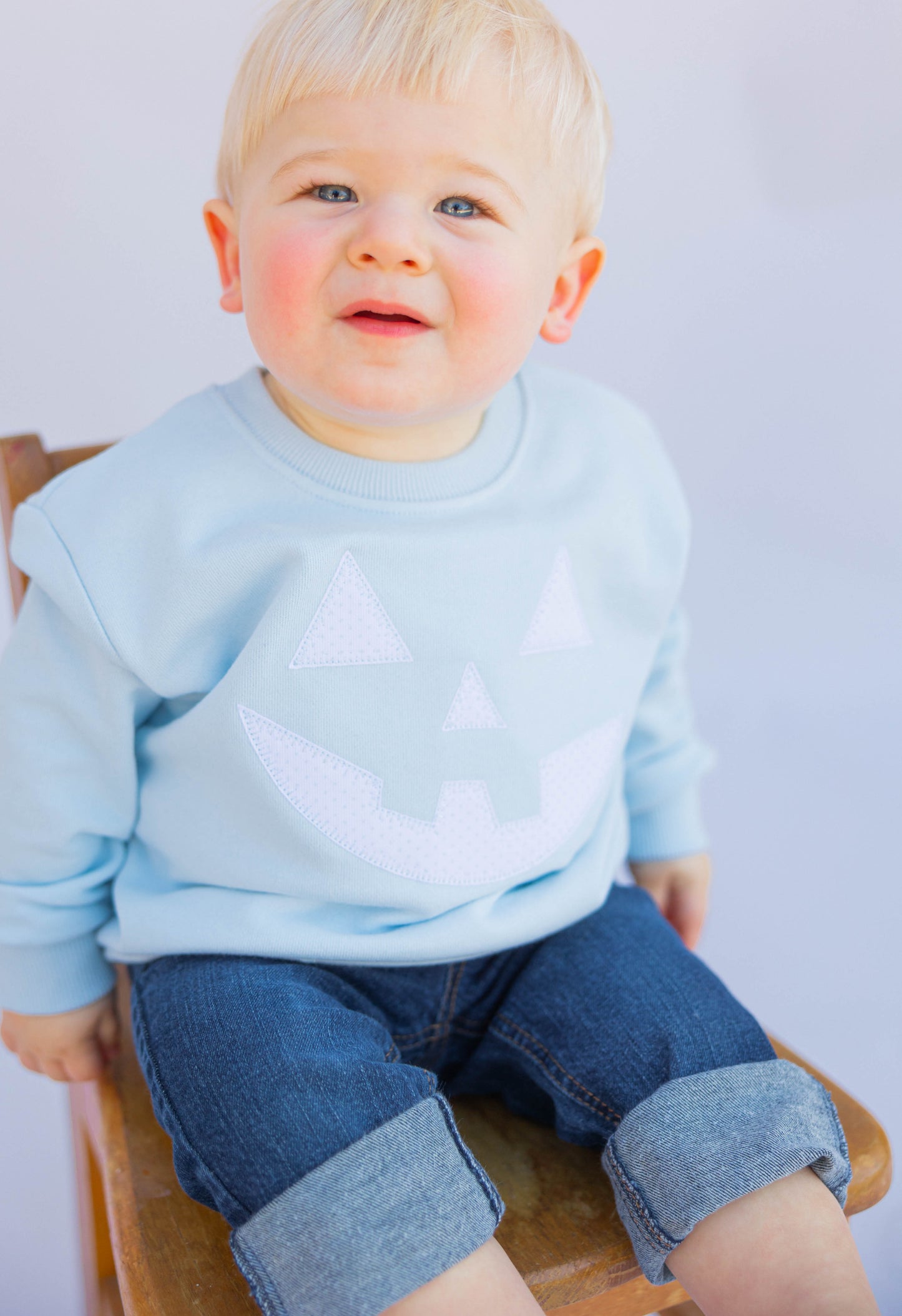 Pumpkin Face - Light Blue Sweatshirt