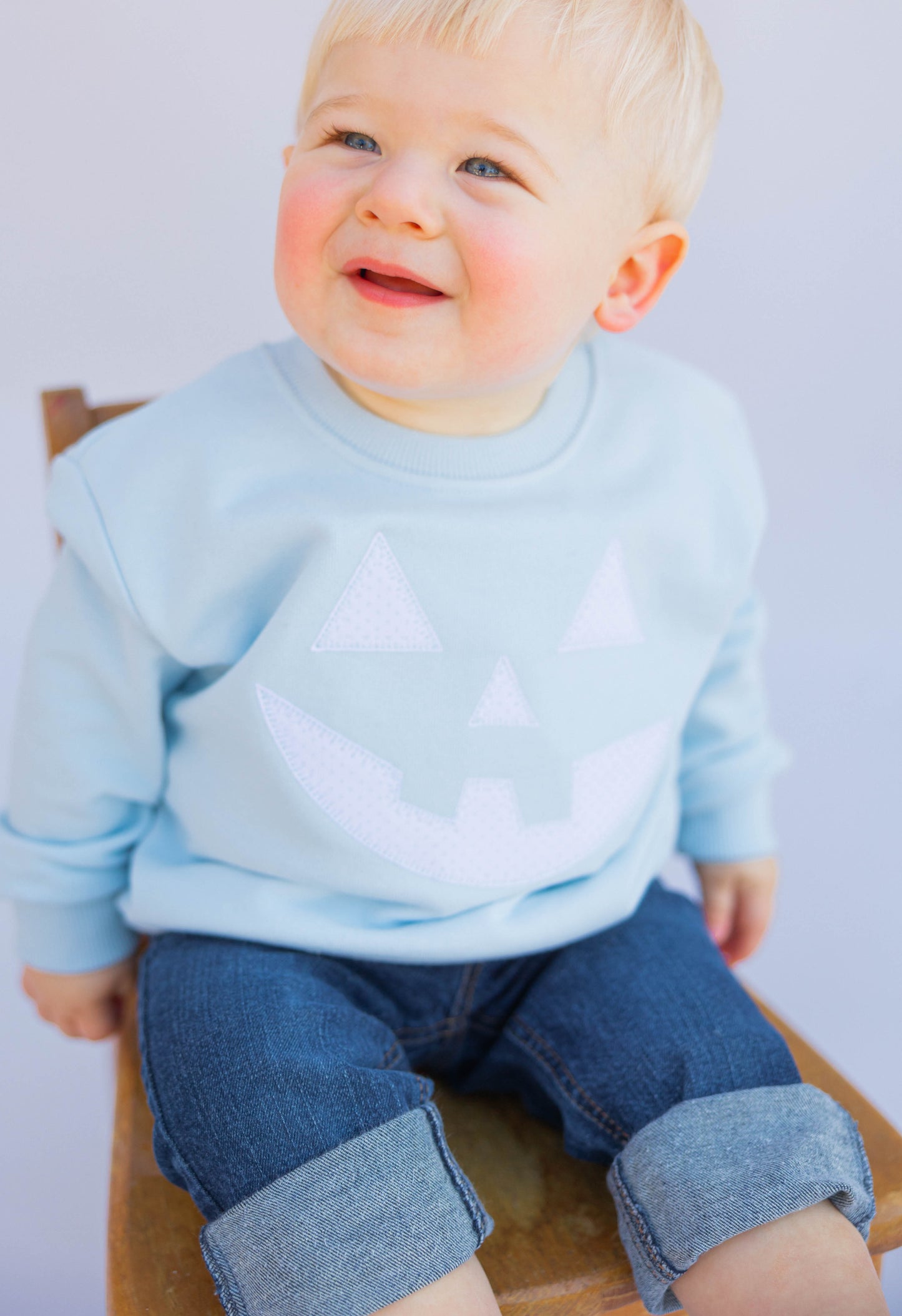 Pumpkin Face - Light Blue Sweatshirt