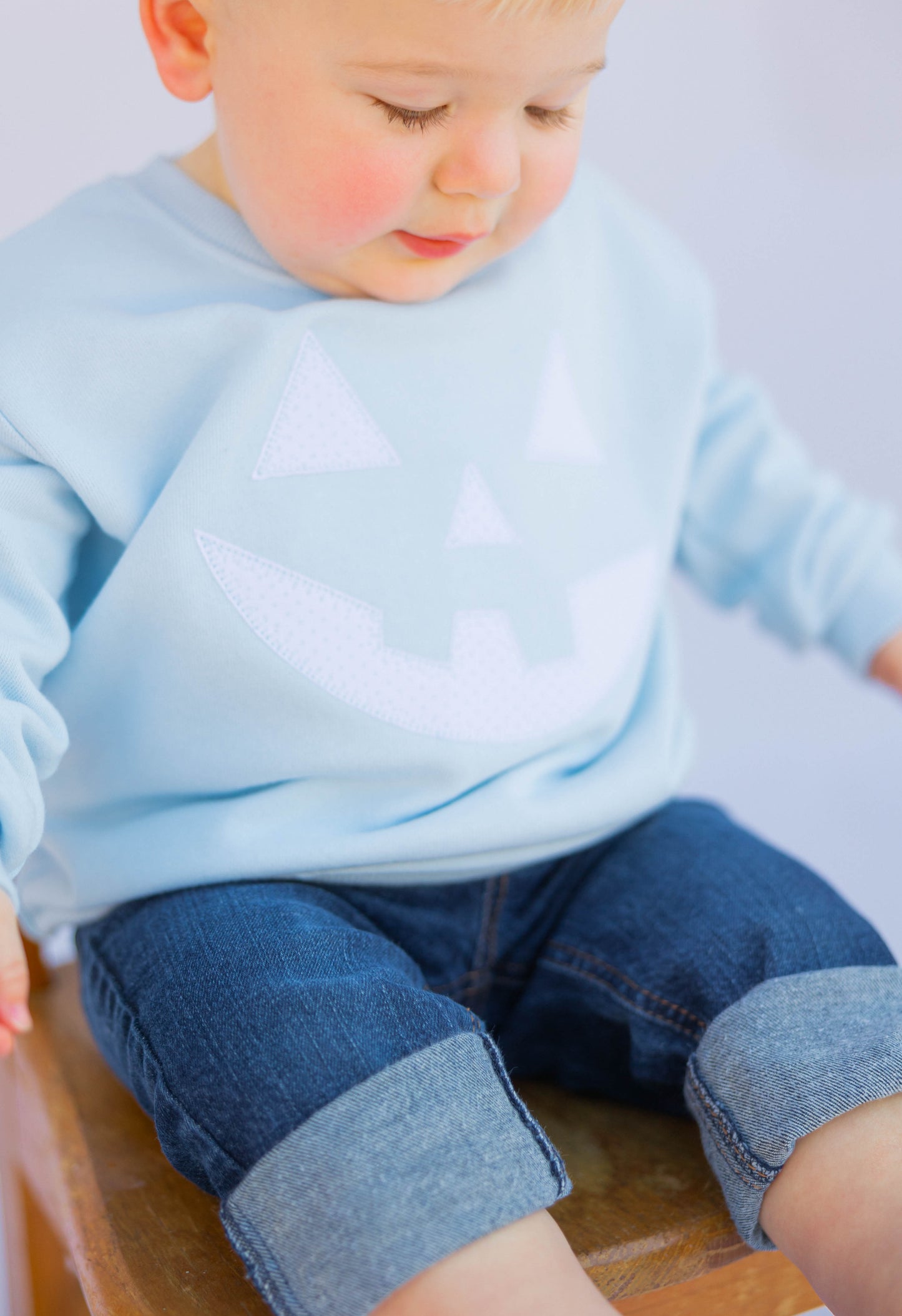 Pumpkin Face - Light Blue Sweatshirt