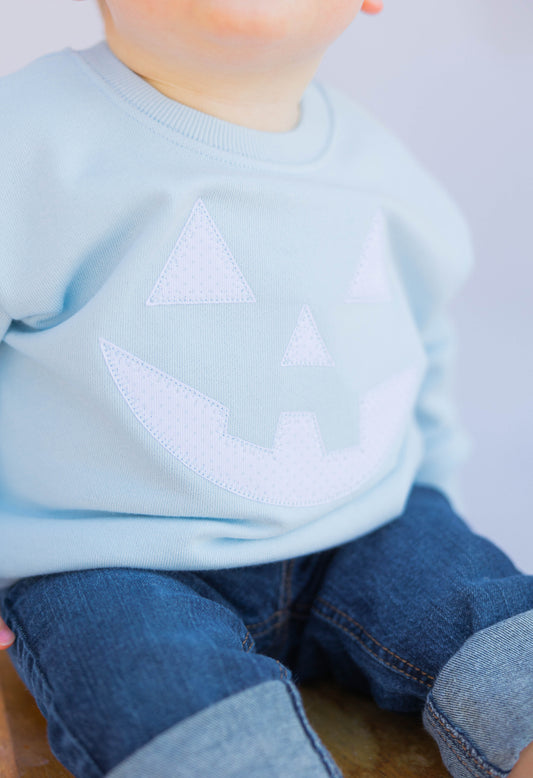 Pumpkin Face - Light Blue Sweatshirt