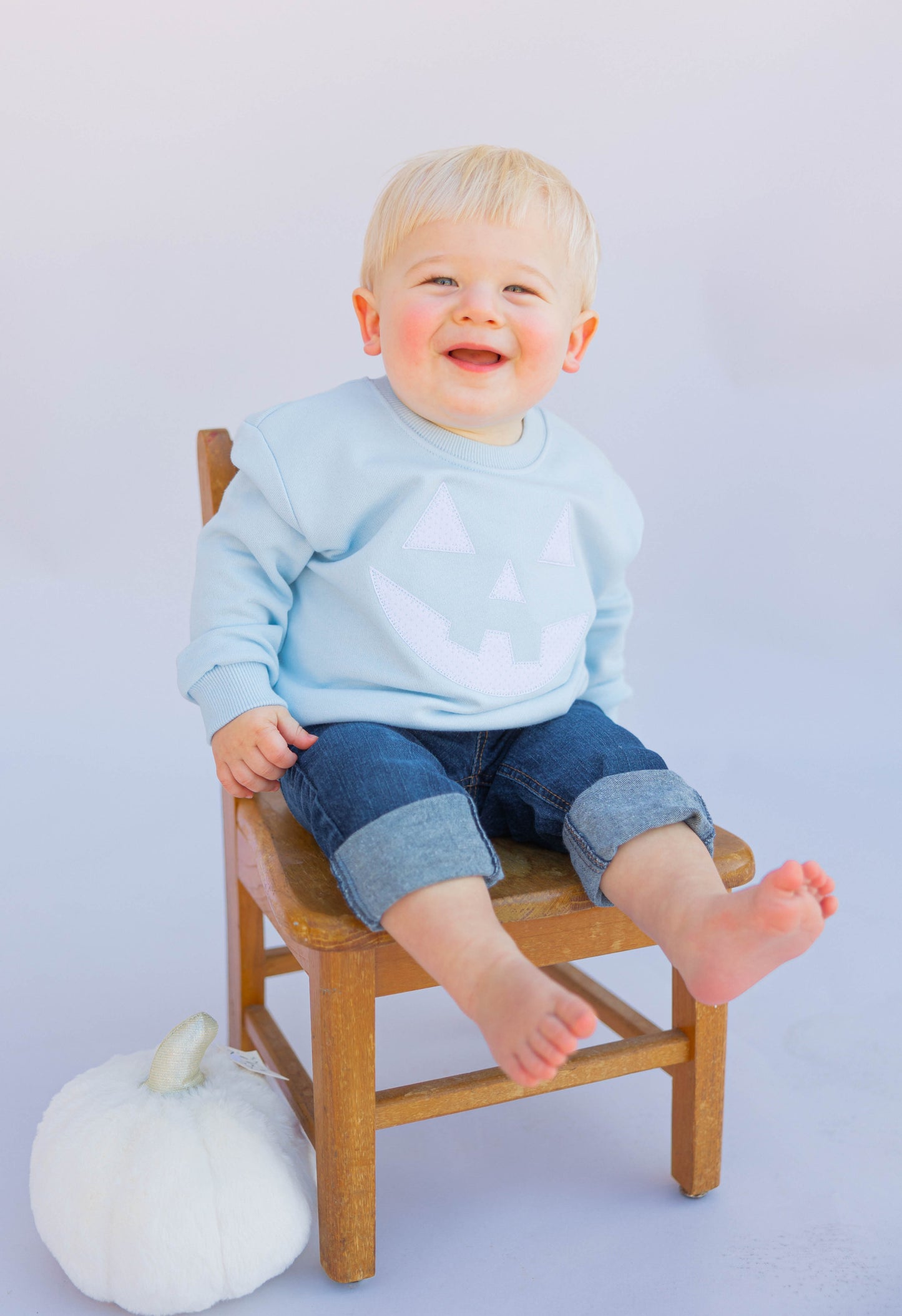 Pumpkin Face - Light Blue Sweatshirt