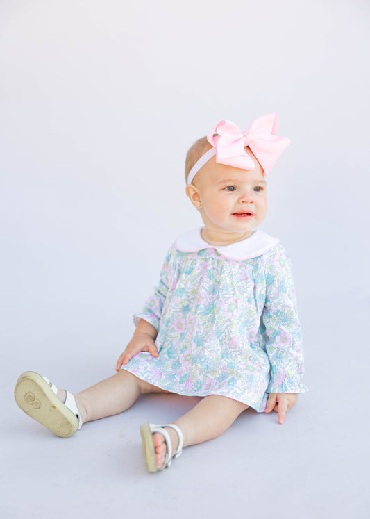 Mary Charlotte Pink Floral Gingham Bloomer Set