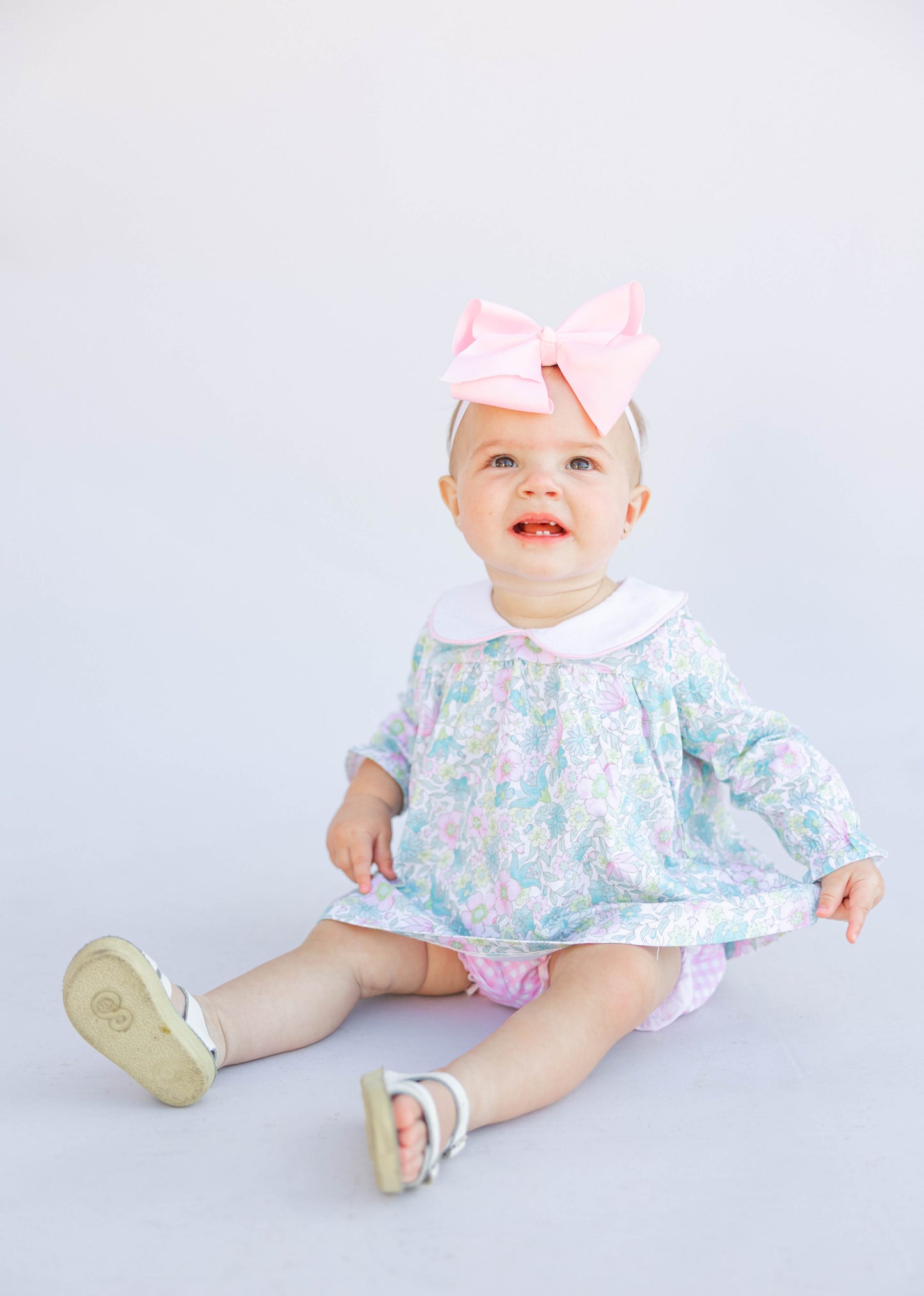 Mary Charlotte Pink Floral Gingham Bloomer Set