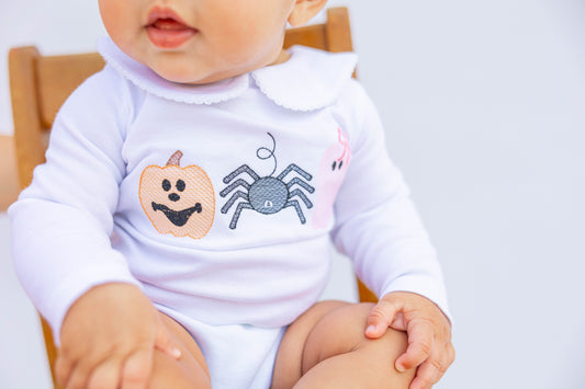 Girls Pumpkin Spider Ghost Bodysuit