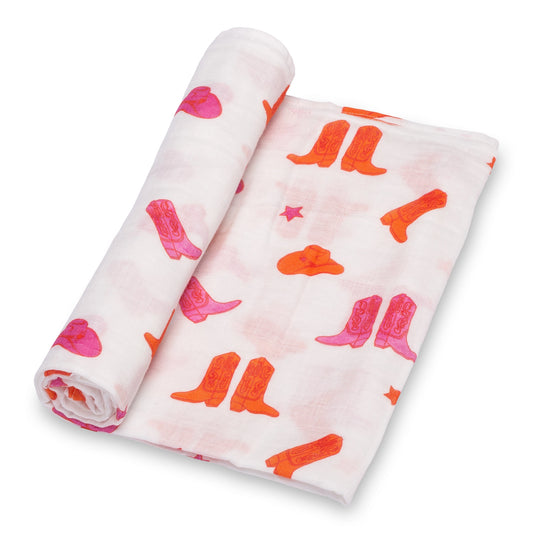 Life Is Better in Pink Boots Baby Swaddle Blanket