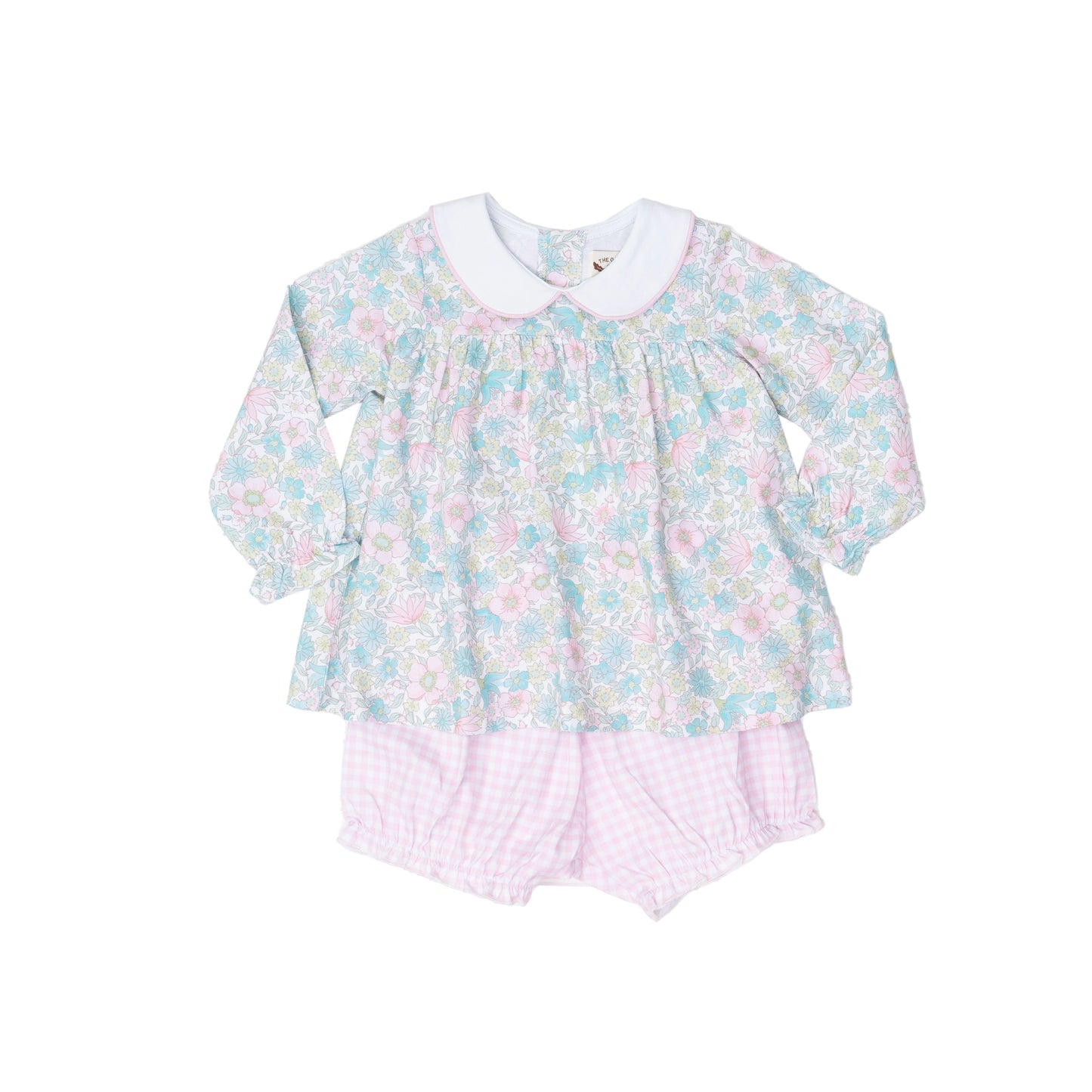 Mary Charlotte Pink Floral Gingham Bloomer Set