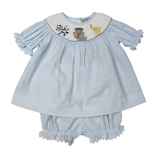 Noah's Ark Smocked Bloomer Set