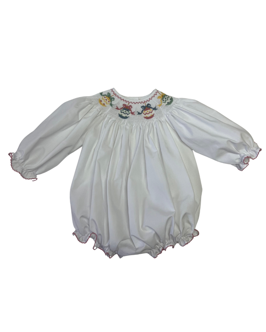 Ornament Smocked Long Sleeve Bishop Bubble