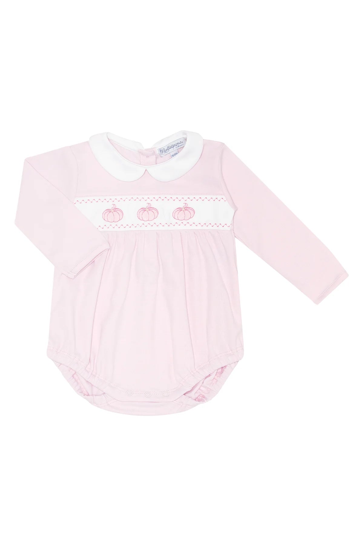 Pink Pumpkin Patch Embroidered Bubble LS