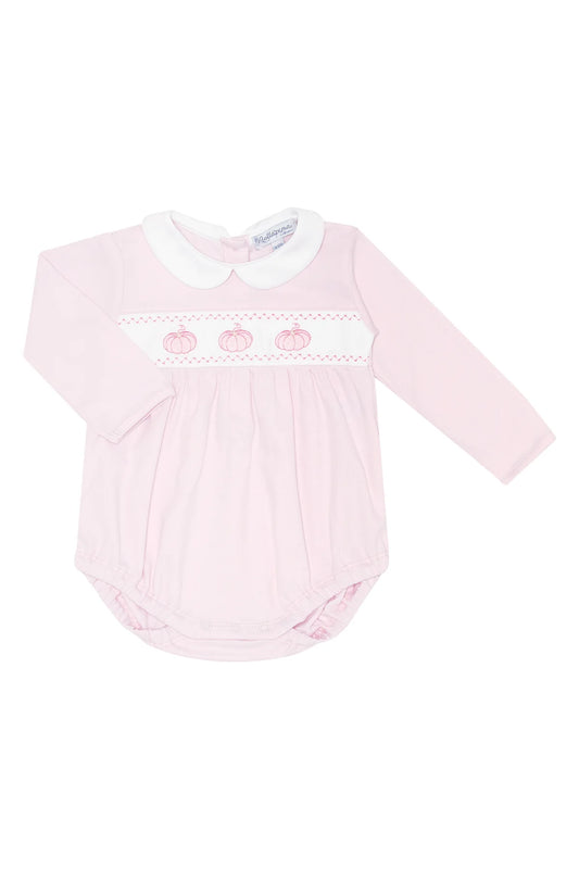 Pink Pumpkin Patch Embroidered Bubble LS