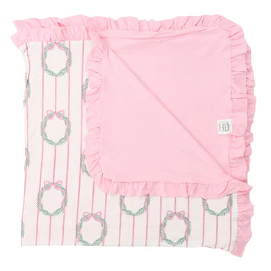 Pink Wreath Stroller Blanket