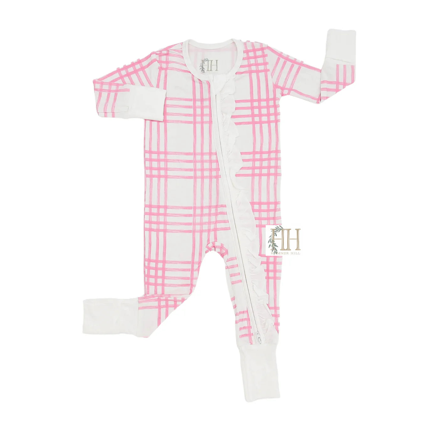 Preppy Pink Plaid Double Zipper Romper