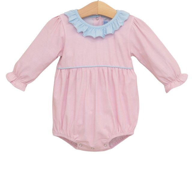 Amelia Bubble- Light Pink Micro Gingham-Light Blue