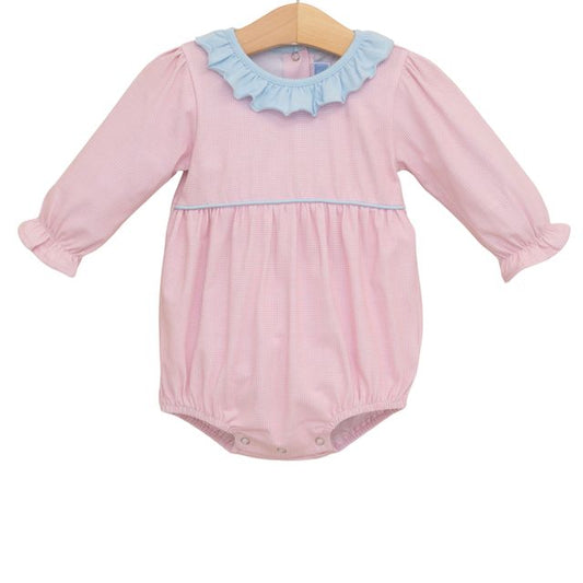 Amelia Bubble- Light Pink Micro Gingham-Light Blue