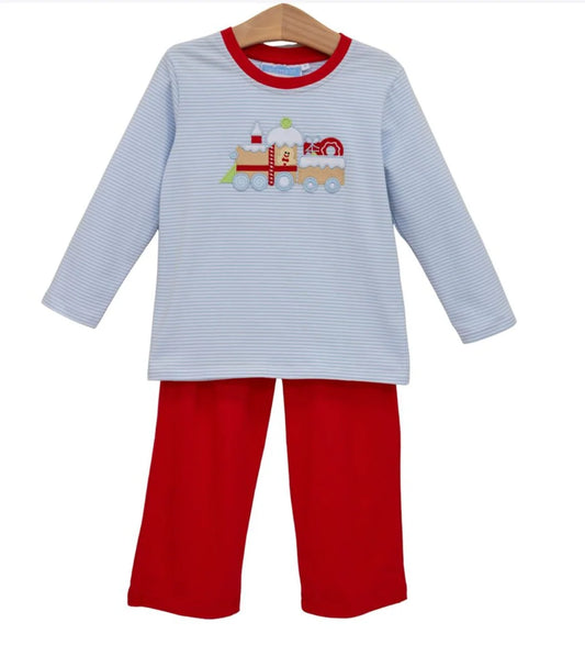 Boys Gingerbread Train Pant Set