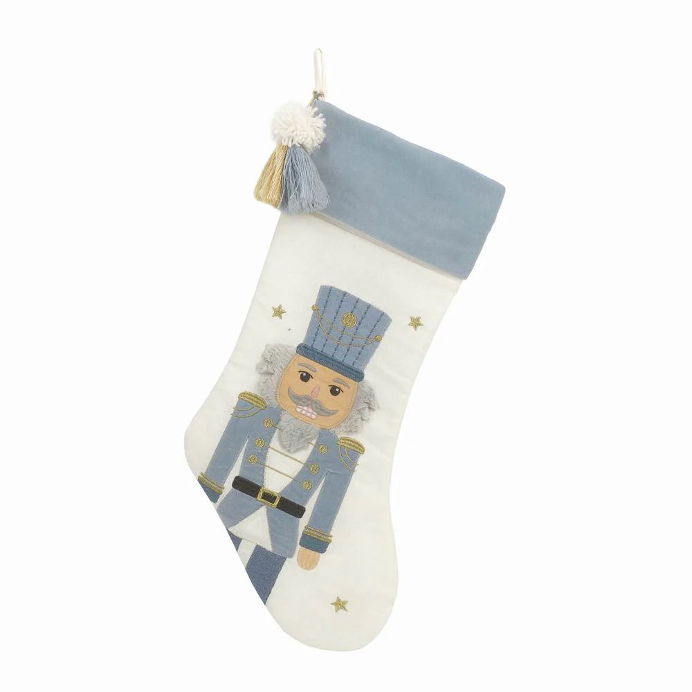 Tassled Nutcracker Stocking - Winter Blue