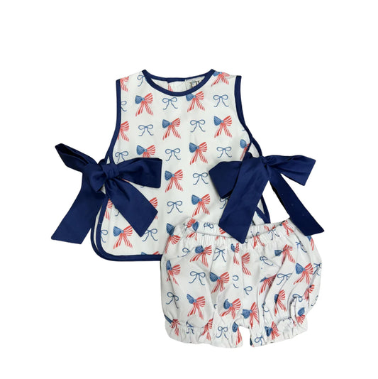 Girls American Bow Tie Set
