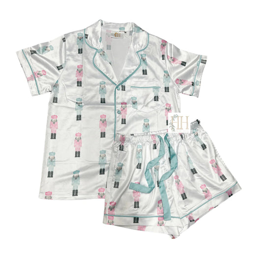 Womens Pink & Teal Nutcracker Set Pajamas