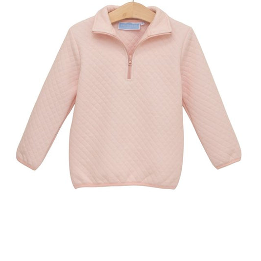 1/4 Zip Quilted Pullover- Light Pink