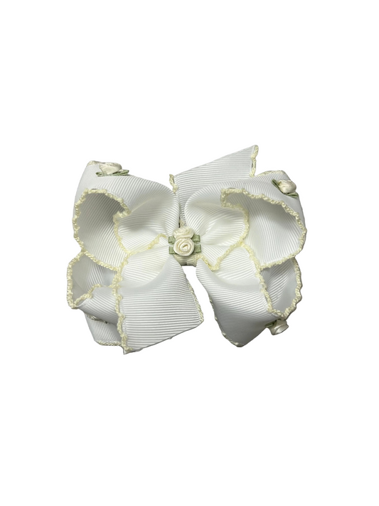 Flower Embellished Bow Antique White