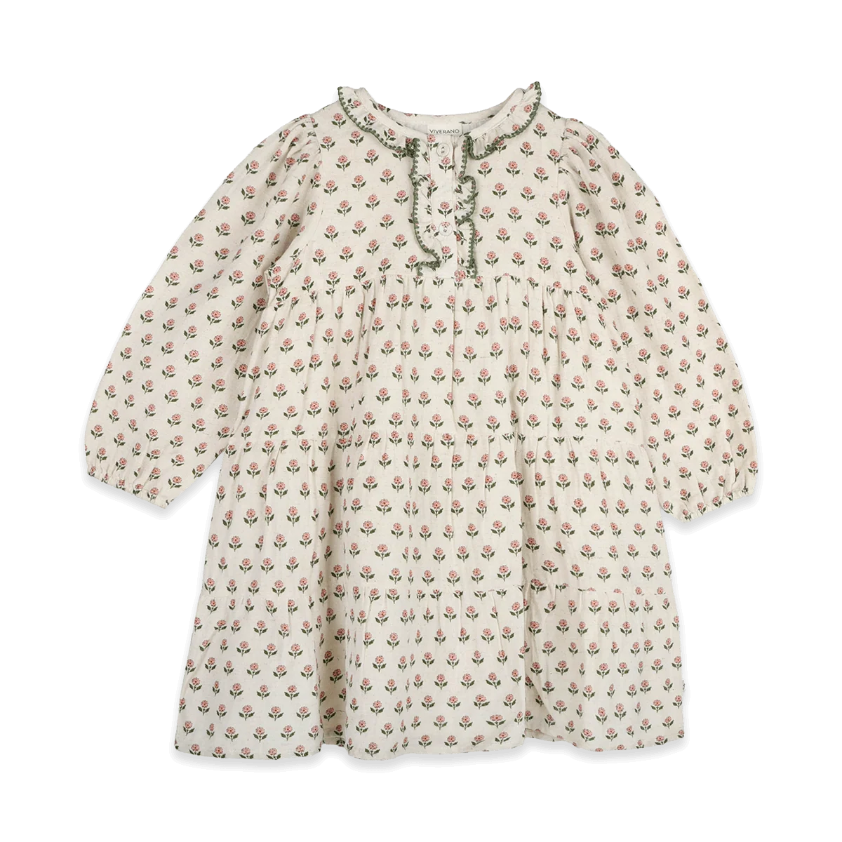 Bella Block Print Floral Dress - Natural