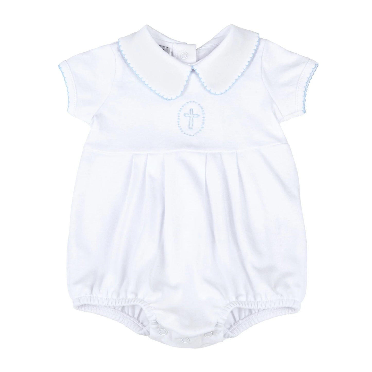 Blessed Embroidered Collared Bubble- Blue