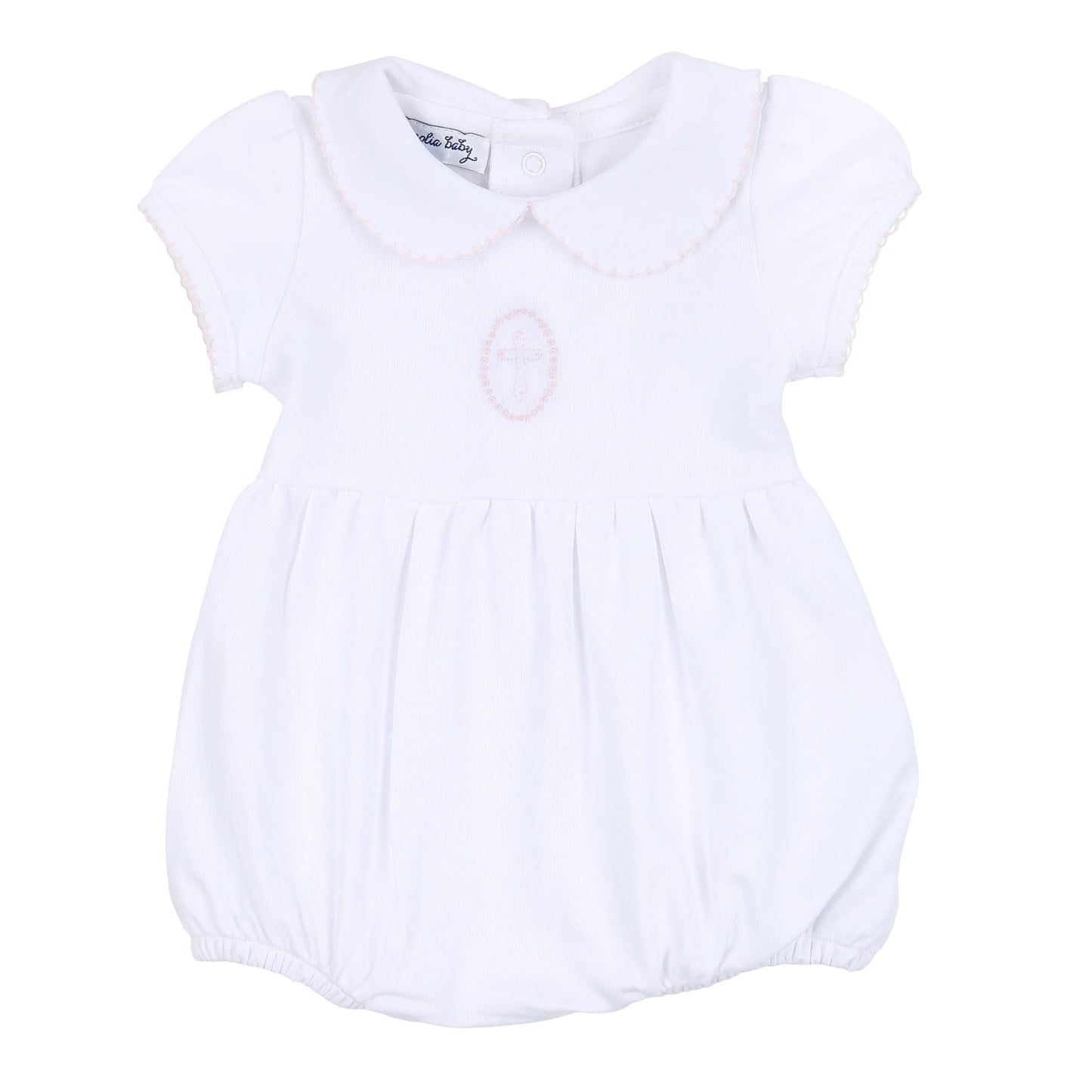 Blessed Embroidered Collared Bubble- Pink