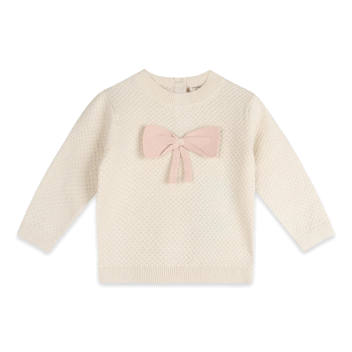 Ella Bow Knit Baby Pullover - Ecru