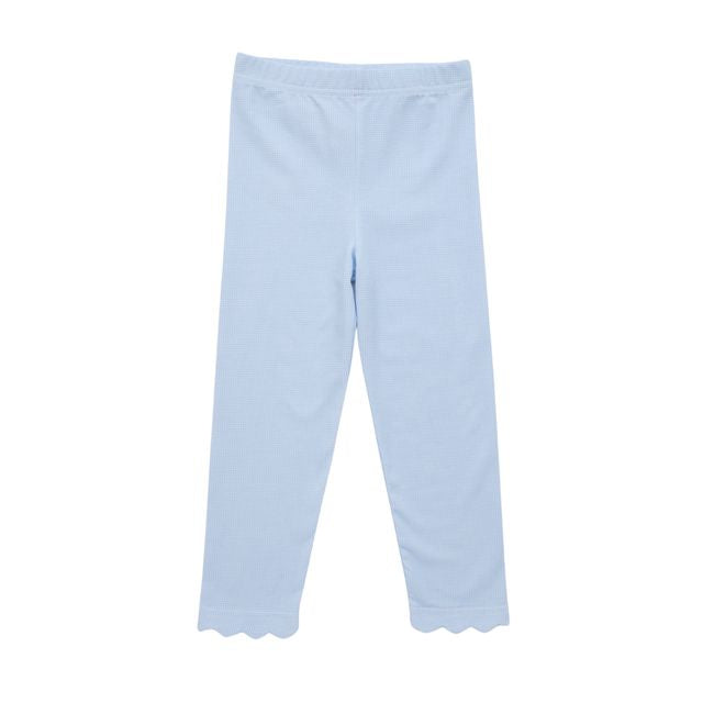 Scalloped Leggings- Light Blue Micro Gingham