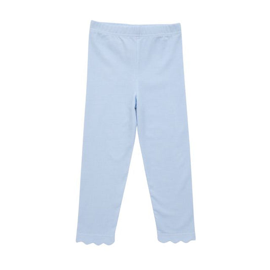 Scalloped Leggings- Light Blue Micro Gingham