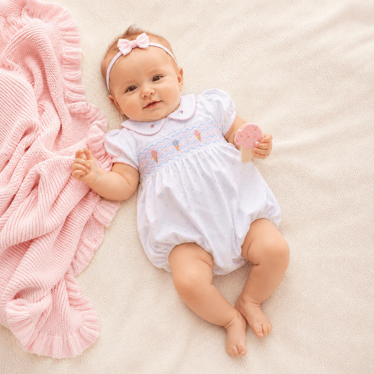 Ice Cream Classics Smocked Collared Girl Bubble