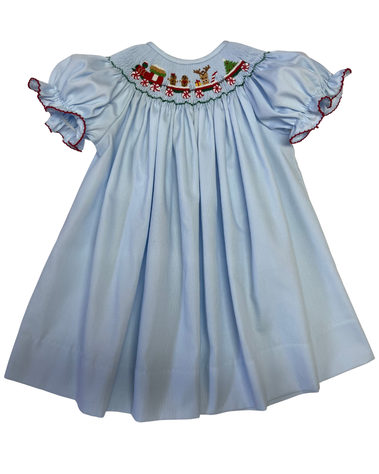 Christmas Train Smocked Bishop Dress