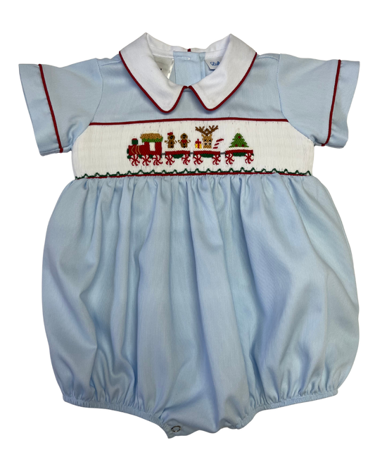 Christmas Train Smocked Boy Bubble