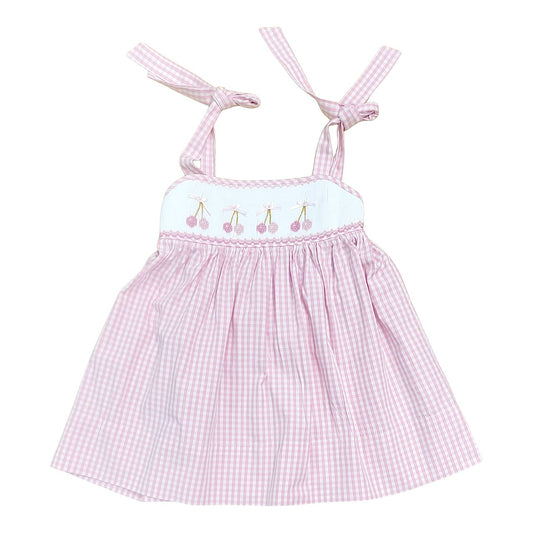 Cherry Smocked Pink Gingham Dress