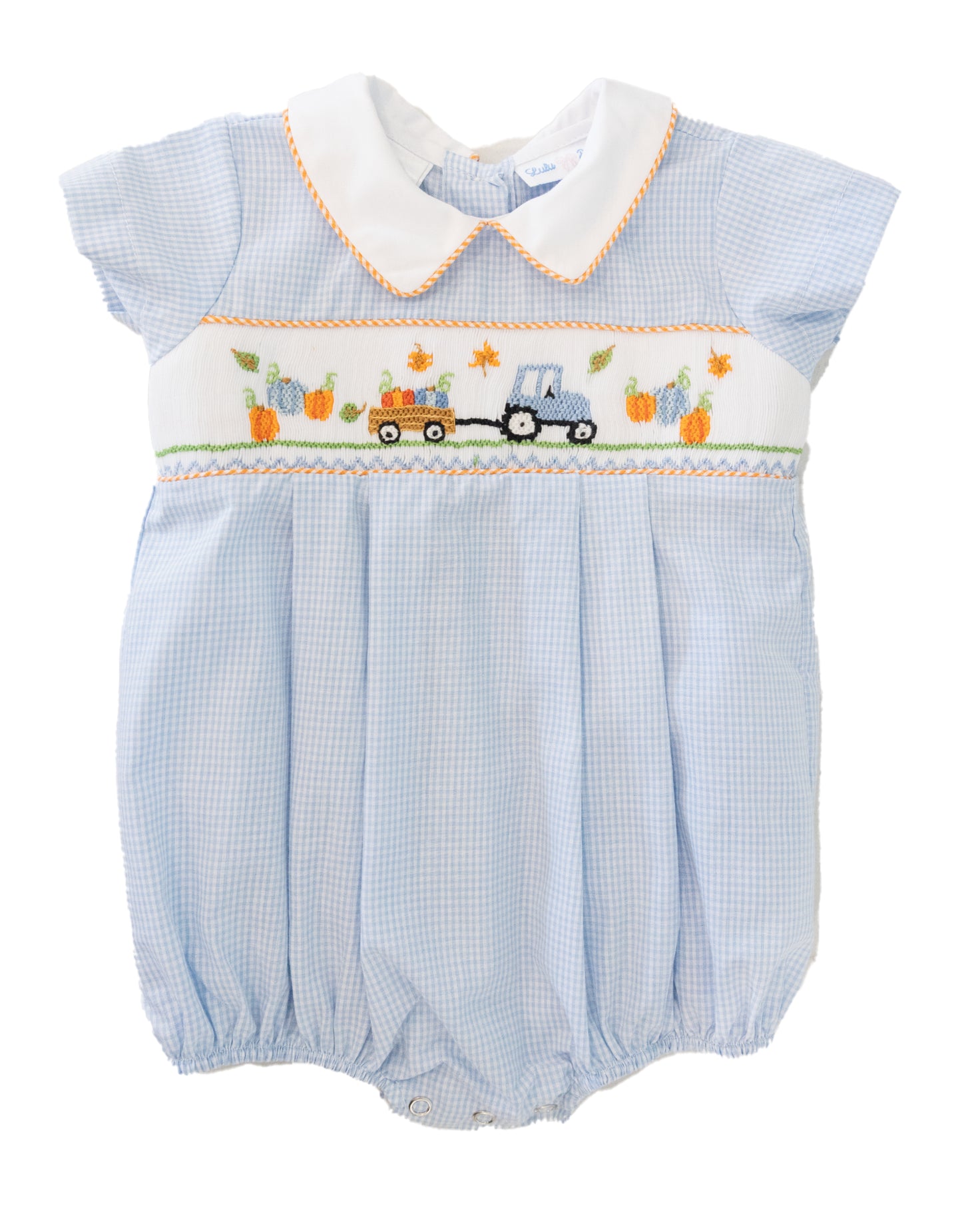 Boys Pumpkin Smocked Bubble