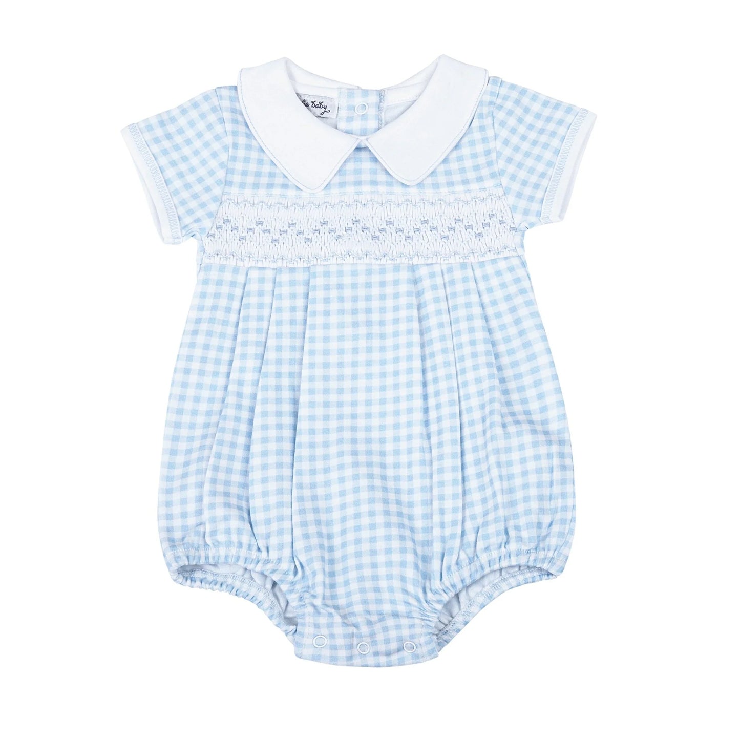 Mini Checks Smocked Boy Bubble
