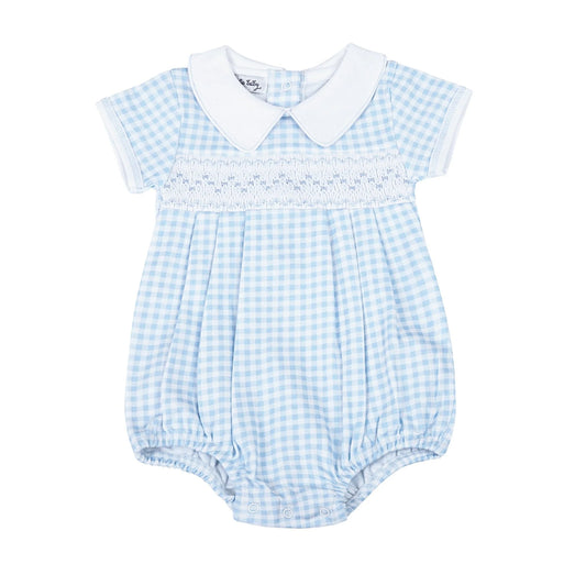 Mini Checks Smocked Boy Bubble